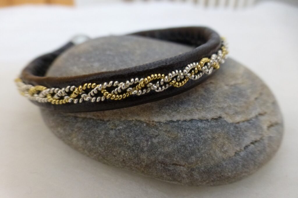 Bracelet "Tresse de jaseron" version or et argent